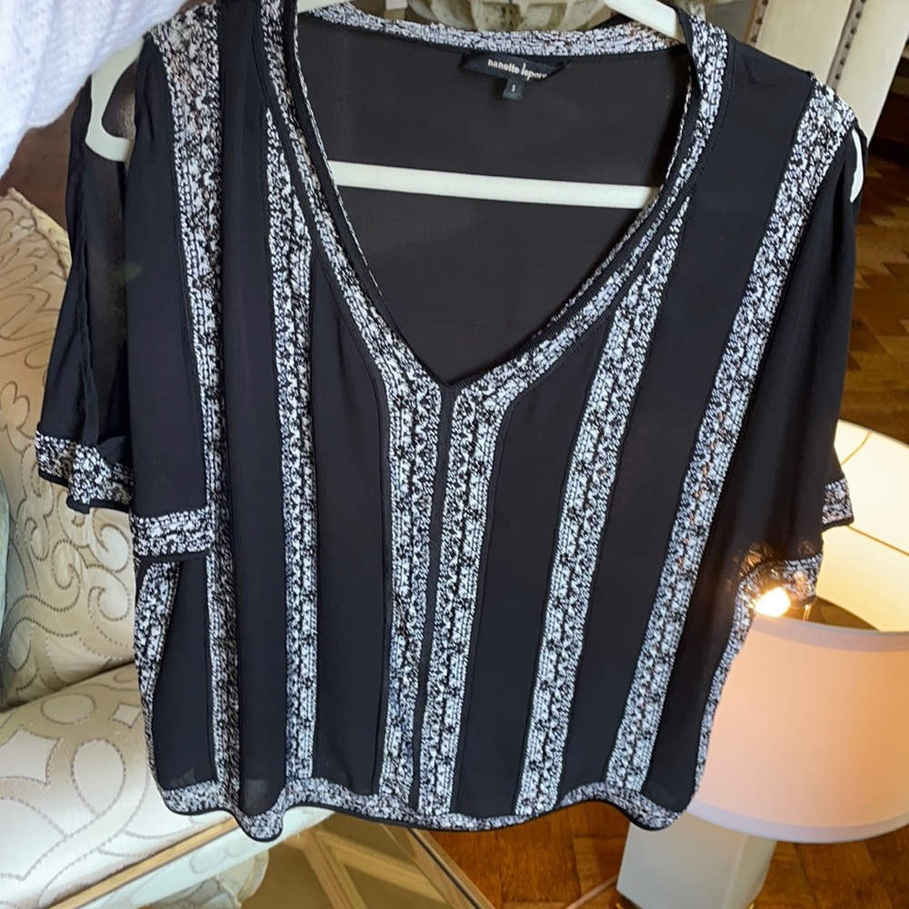 Nanette Lepore blouse with cut out sleeve detail